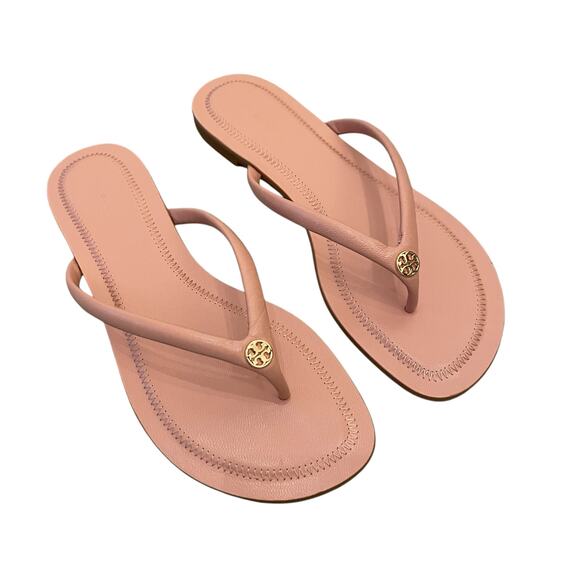Tory Burch Women Chelsea Leather Flip Flop Thong Sandals Pink Leather Sz 8 NEW - Picture 1 of 12